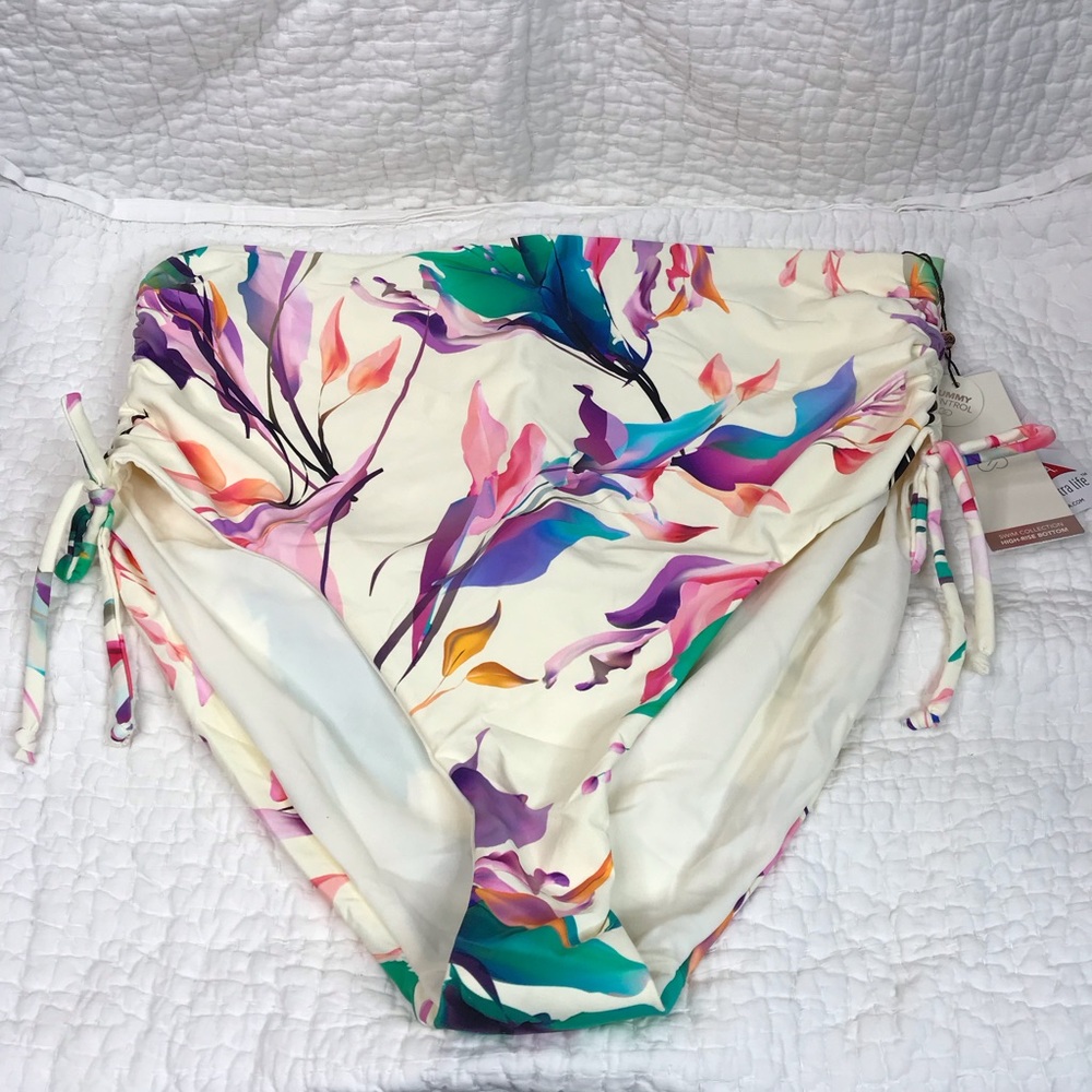 Calia by Carrie Underwood Ruched Side Tie HR Bikini Bottom Sz XL